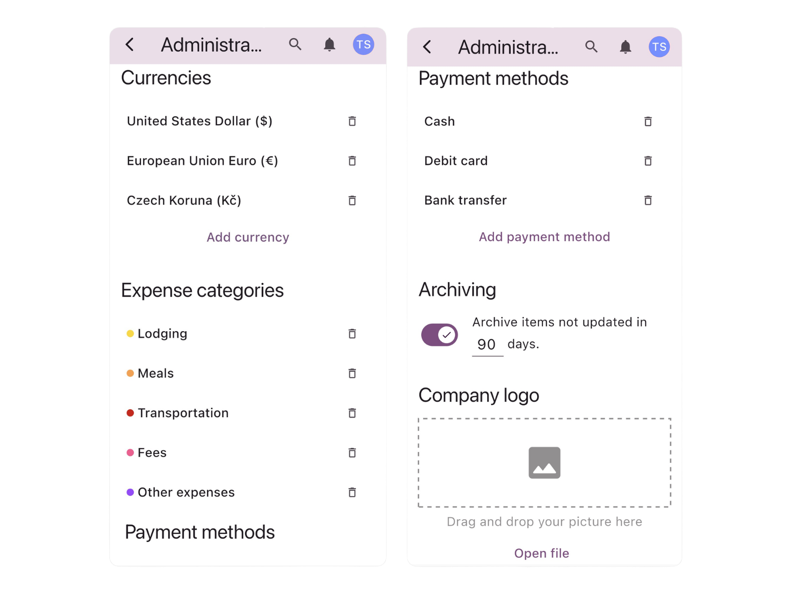 Screen with multiple personalization options