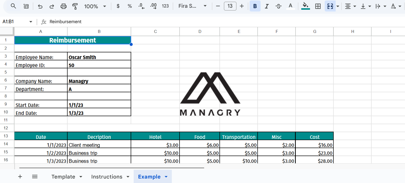 Free Travel Expense Report Managry